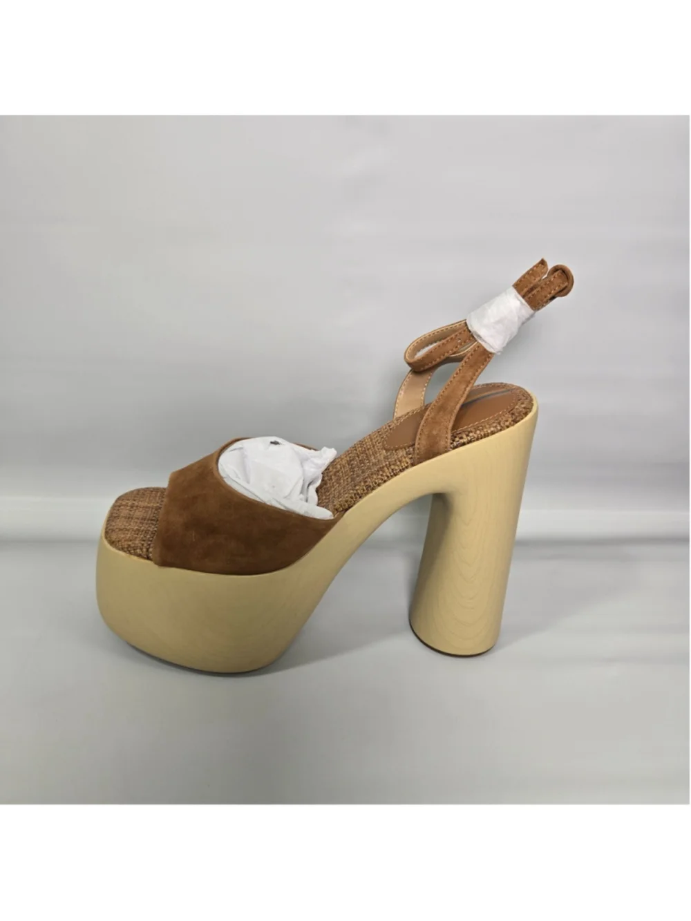 Sam Edelman Grayson Platform Sandals Womens 8.5 Brown Suede Wood NEW 70s retro